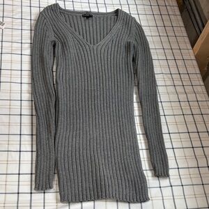 Express Charcoal Ribbed Knit Top